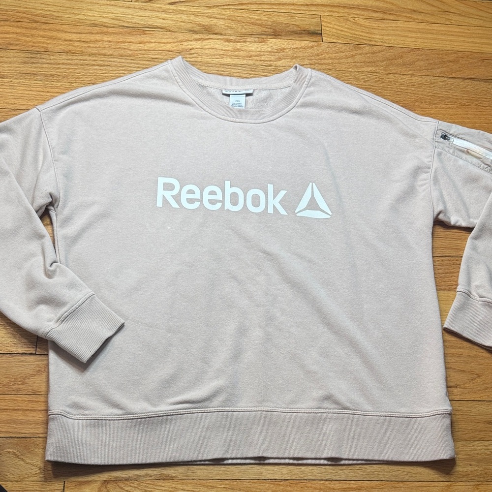 Reebok Sweatchirt Women's Crewneck Beige Sweatshirt L